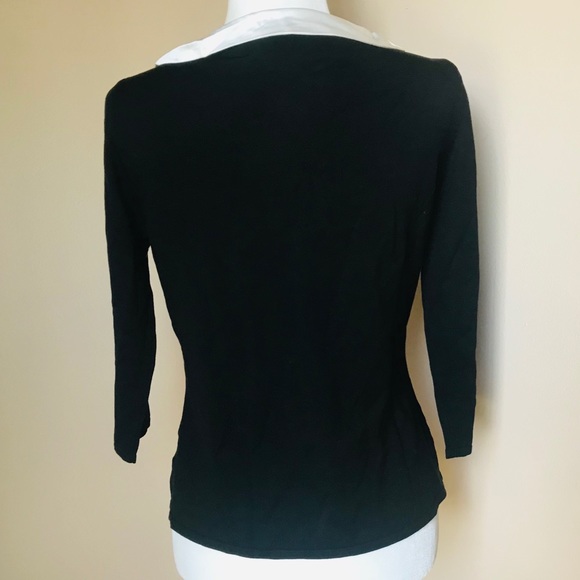 Silks NWT Silk Color block Black /White top with bow neckline SZ:Large - Picture 8 of 12